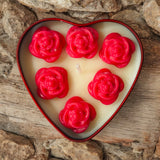 Vela de corazón de rosas rojas | Vela aromática con forma de corazón rojo | Vela con aroma coqueto | Cera de soja