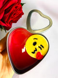 Emoji Kiss Heart Candle | I Love You Heart Shaped Heart  | Flirty Scented Silver Candle | Soy Wax