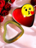 Emoji Kiss Heart Candle | I Love You Heart Shaped Heart  | Flirty Scented Silver Candle | Soy Wax