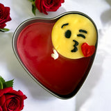 Emoji Kiss Heart Candle | I Love You Heart Shaped Heart  | Flirty Scented Silver Candle | Soy Wax