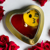 Emoji Kiss Heart Candle | I Love You Heart Shaped Heart  | Flirty Scented Silver Candle | Soy Wax