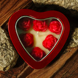 Vela de corazón de rosas rojas | Vela aromática con forma de corazón rojo | Vela con aroma coqueto | Cera de soja