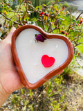 Red Love Spell Candle | Handmade Mexican Heart Shape Salsero | Scented Candle | Soy Wax 