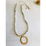 Mint Multi Beaded Gold Round Necklace - Necklaces