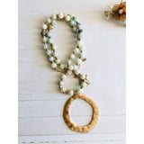 Mint Multi Beaded Gold Round Necklace - Necklaces