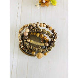 Leopard Print and Gold Color BraceletS with Beaded Natural 