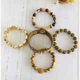 Leopard Print and Gold Color BraceletS with Beaded Natural 
