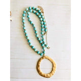 Beaded Round Pendant Necklace - Necklaces