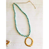 Beaded Round Pendant Necklace - Necklaces