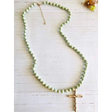 Beautiful Beaded Cross Necklace - Mint - Necklaces