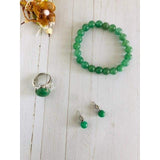 Natural Stones Set of 3 Crystal Green Stretchable Bracelet 