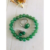Natural Stones Set of 3 Crystal Green Stretchable Bracelet 