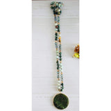 Mint and Green Beaded Necklace with Circular Green Pendant -