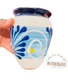 Vela Cantarito Auténtica | Vela Navideña Mexicana | Cera de Soja Natural con Flores Secas | Taza de Barro con Especias | Vela Grande Color Espiga