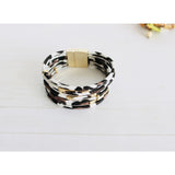 Leopard Leather Bracelet with Magnetic Closure - Bracelets