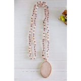Rose Beaded Natural Stones Necklace and Bracelet Set - Sets