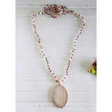 Rose Beaded Natural Stones Necklace and Bracelet Set - Sets