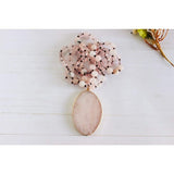 Rose Beaded Natural Stones Necklace and Bracelet Set - Sets