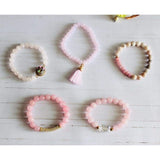 Rose Beaded Natural Stones Necklace and Bracelet Set - Sets