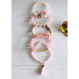 Rose Beaded Natural Stones Necklace and Bracelet Set - Sets